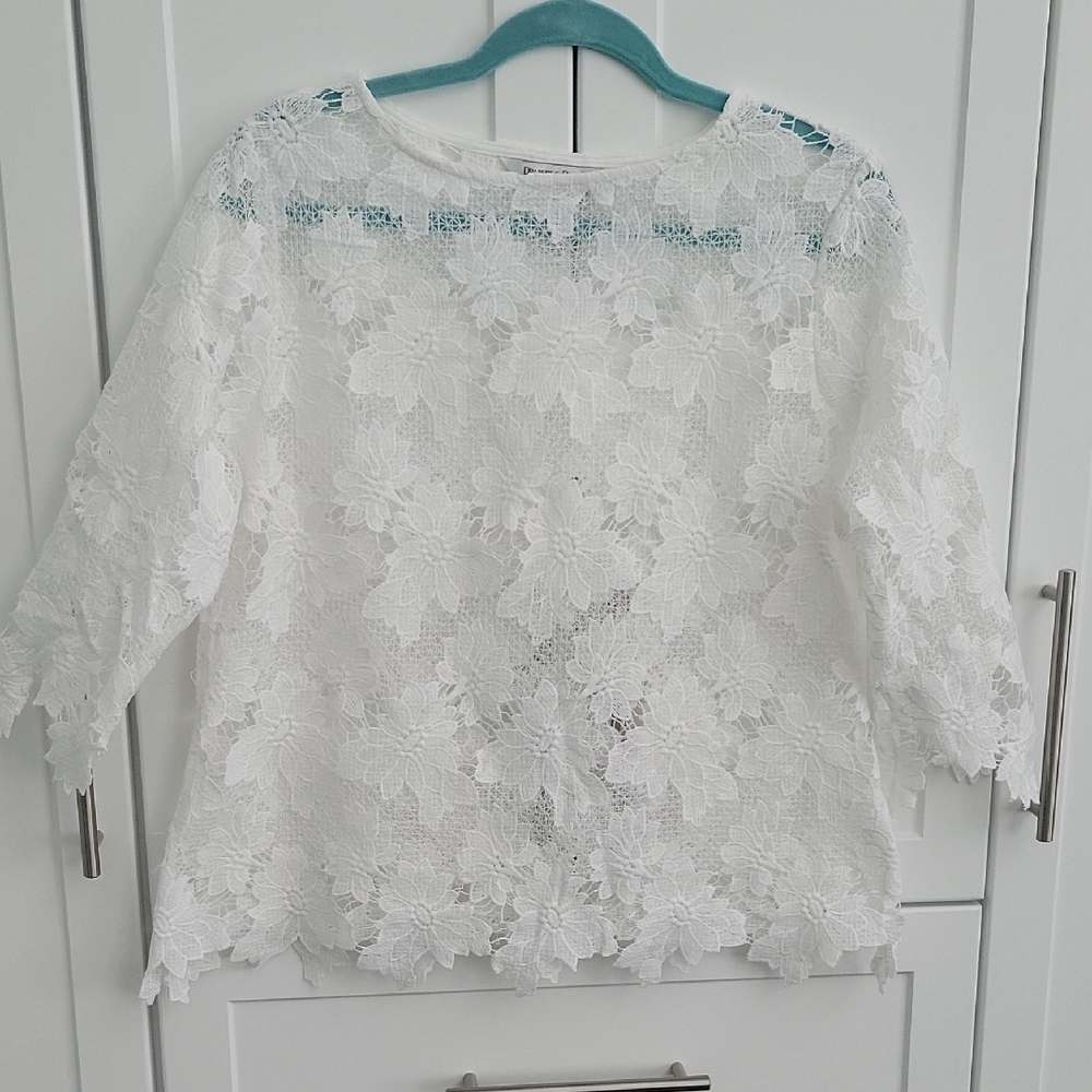 White Lace Floral Blouse